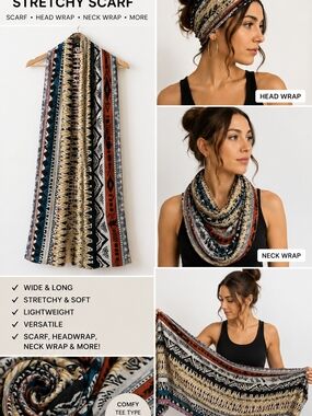 Boho Striped Stretchy Scarf – Multicolor